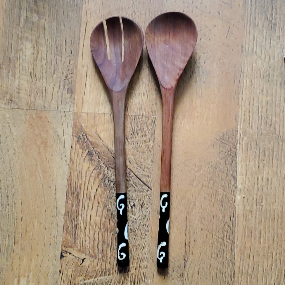 Handmade Wooden African Serving Utensils